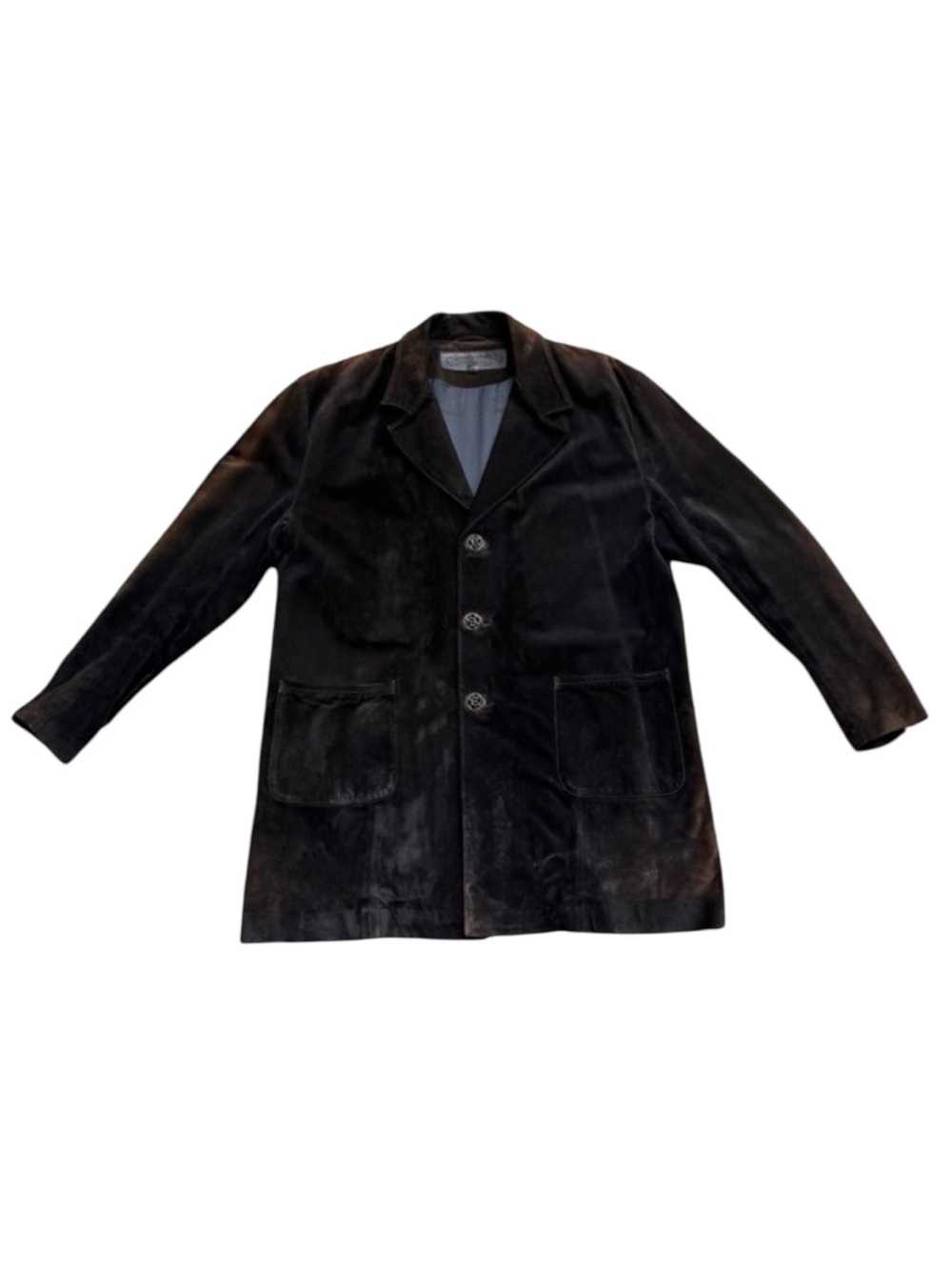 Rare Authentic 90s Chrome Hearts Brown Suede Leather Coat Made in USA XL
